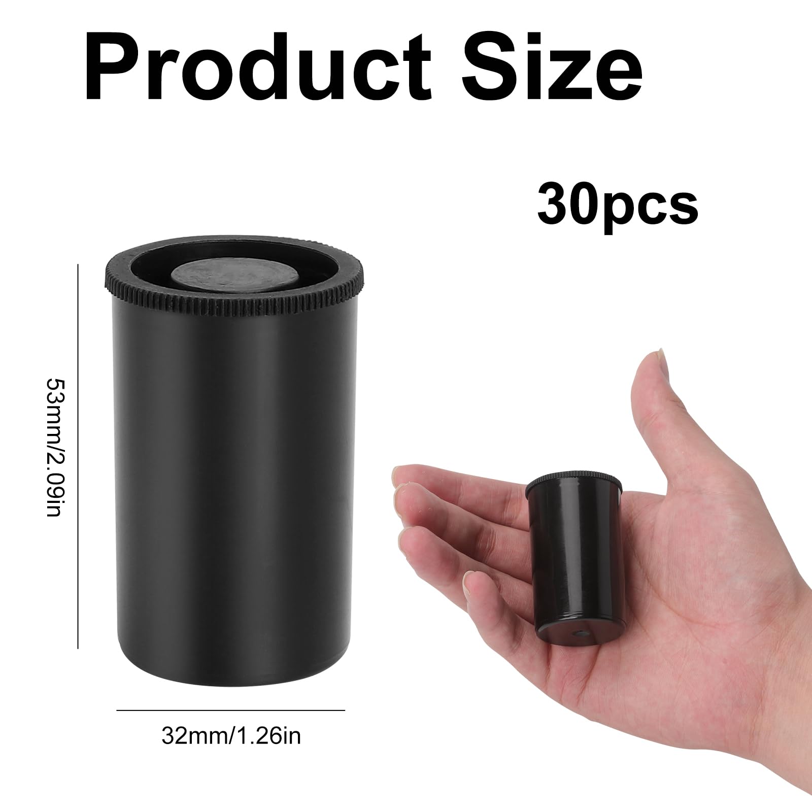 Boite Pellicule avec Couvercle 30 Pièces Noir, Boite Pellicule Plastique Rangement, Boite Pellicule Film 35mm, Petite Boite Plastique avec Couvercle pour Rangement Petites Pièces DIY