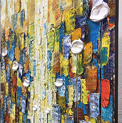 V-inspire Paintings, 24x48 Inch Modern Abstract Painting Romatic Street Oil Hand Painting Landscape 3D Hand-Painted On Canvas Abstract Artwork Art Wood Inside Framed Hanging Wall Decoration