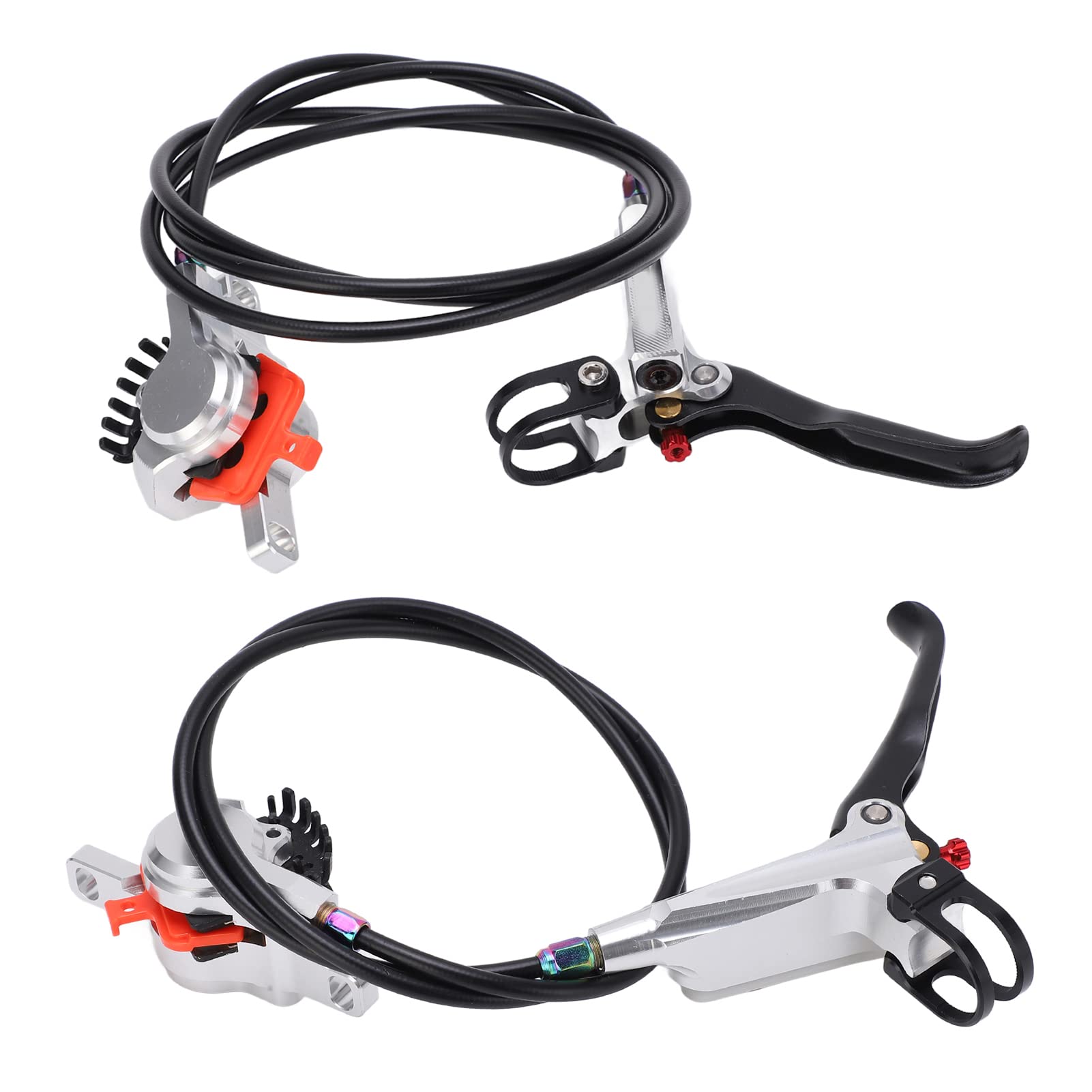 Meijun Bicycle Disk Brake Set non glisser Ligne arrière avant Tiler les étriers de frein hydraulique accessoire (Argent)