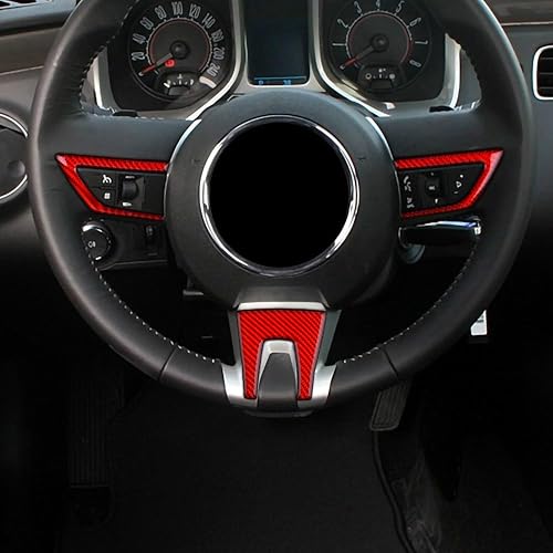 Miniatura 14 de AIRSPEED Adhesivo de fibra de carbono para volante de automóvil, calcomanía interior compatible con Chevrolet Camaro 2010 2011 accesorios (negro)
