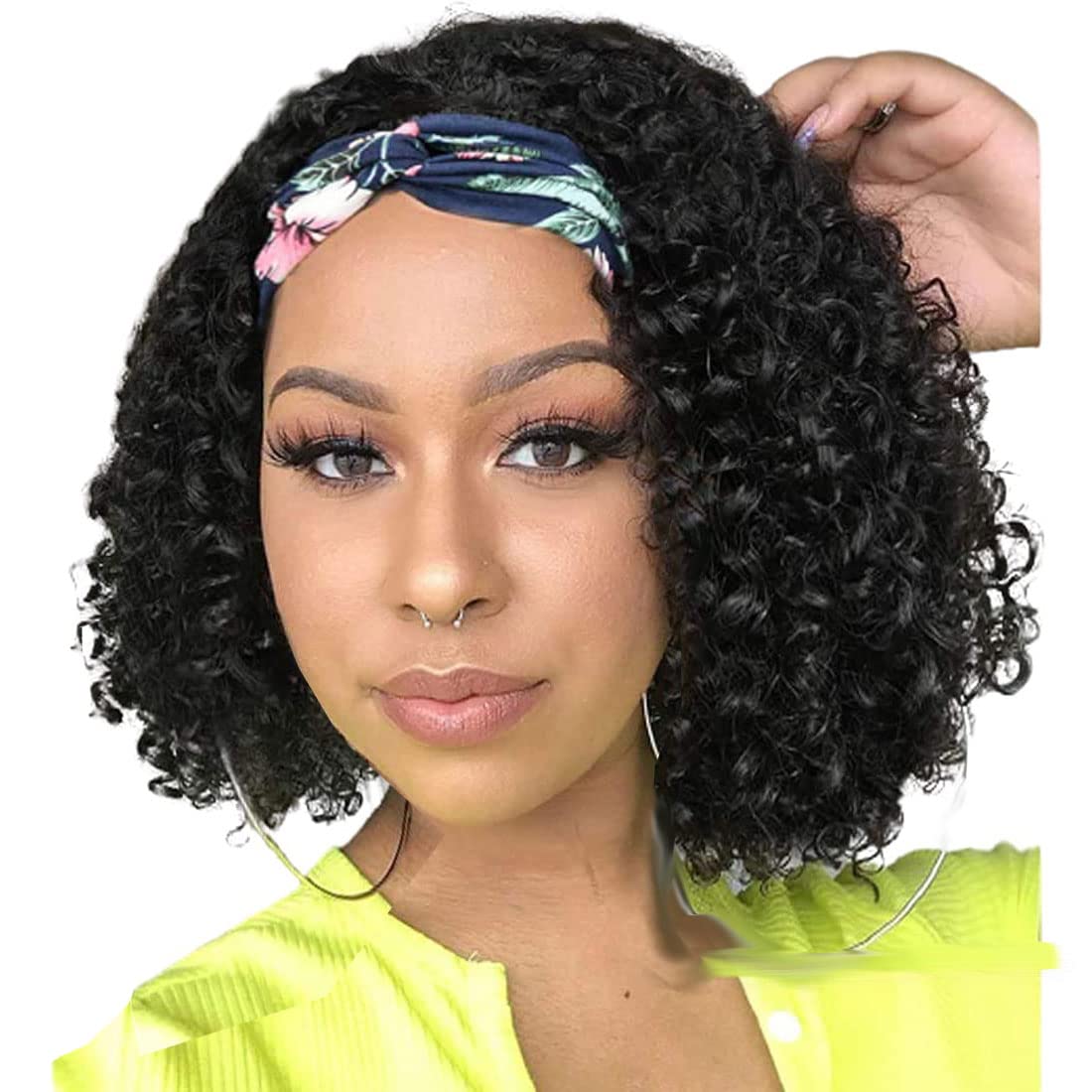 BLEXCO Headband Wig Curly Headband Wigs for Black Women