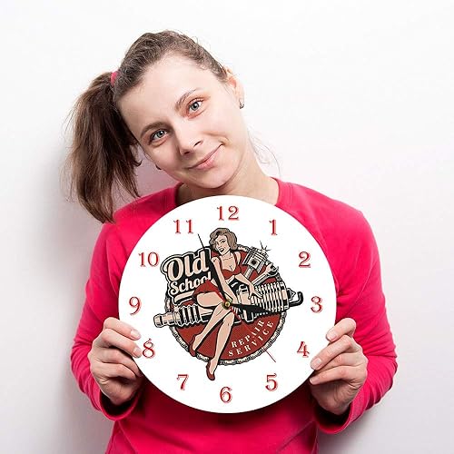 Miniatura 8 de The Geeky Days Garaje personalizado retro de la vieja escuela servicio de reparación de automóviles reloj de pared mecánico hombre cueva reloj de la