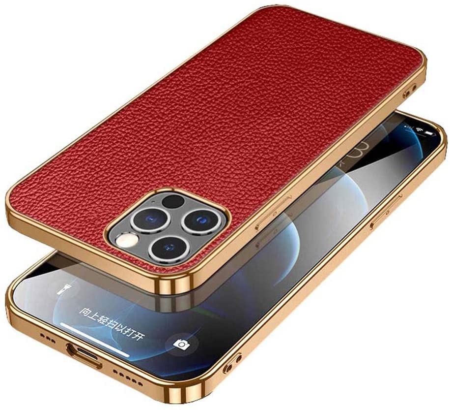 Coque iPhone 13 Pro antichoc cuir rouge évite les rayures