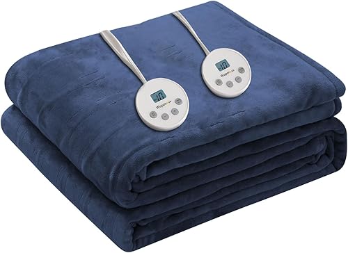Miniatura 23 de Wapaneus - Cobija eléctrica calefactable matrimonial, 72 x 84 pulgadas, control dual con 10 niveles de calor, temporizador de 12 horas, lavable a