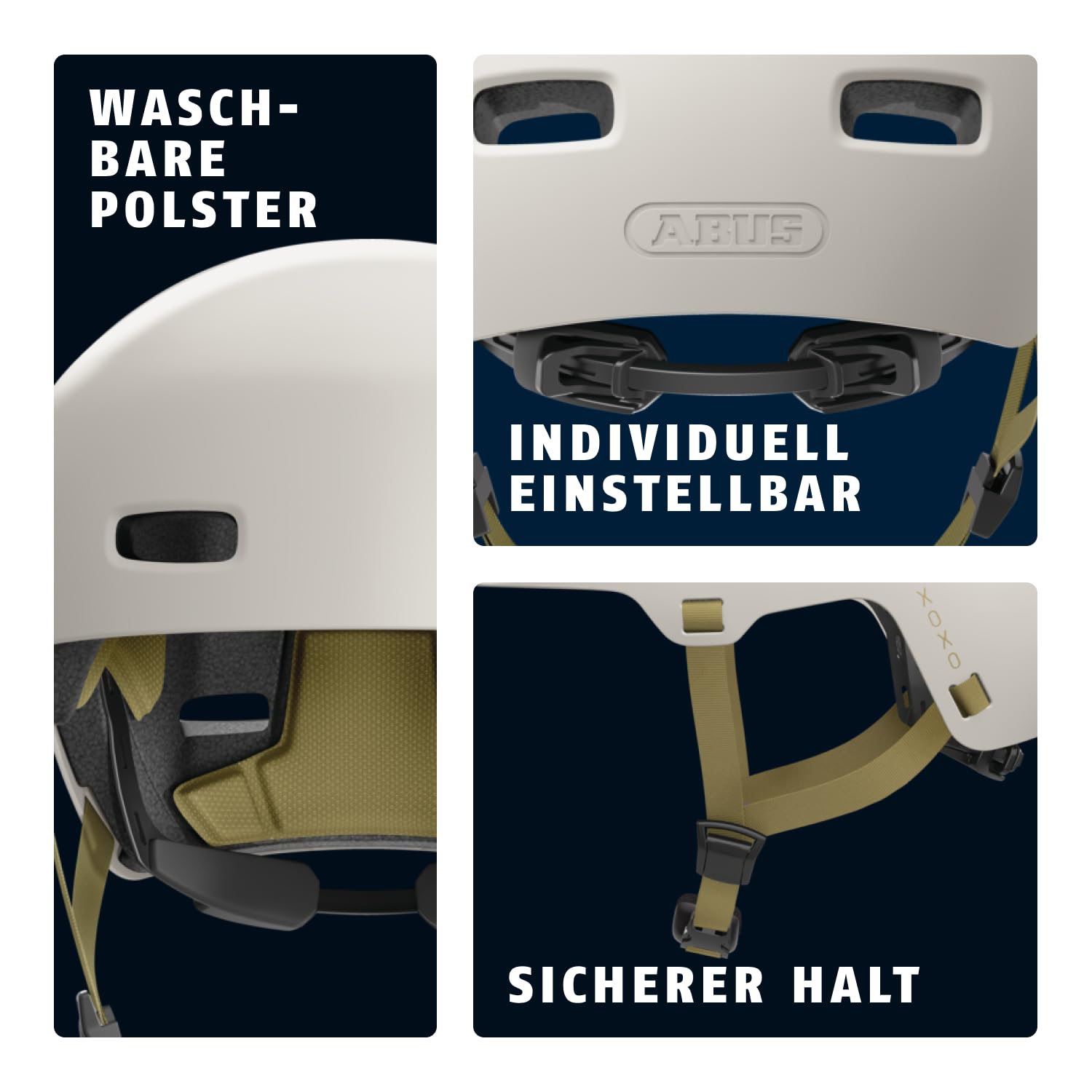 ABUS Fahrradhelm XOXO ECO - Cityhelm im Skater-Look - Helm für Skateboard, Fahrrad, Scooter - alle Komponenten teilweise oder komplett recycelt - für Jugendliche und Erwachsene