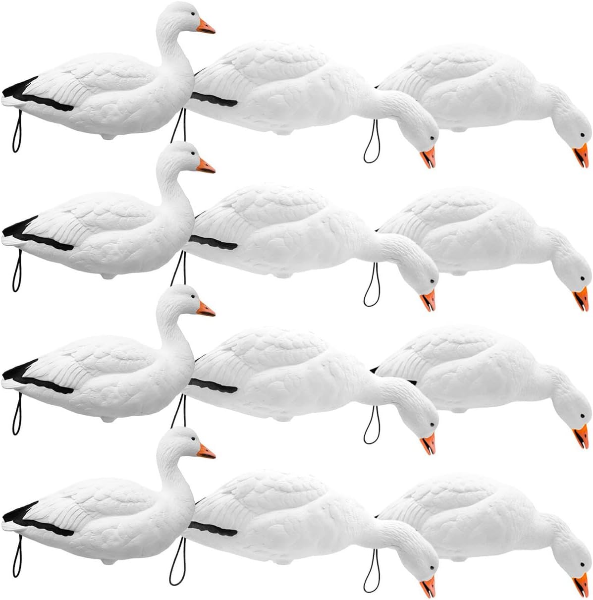 Final Approach Live Full Body Snow Goose Decoys, 12 Pack