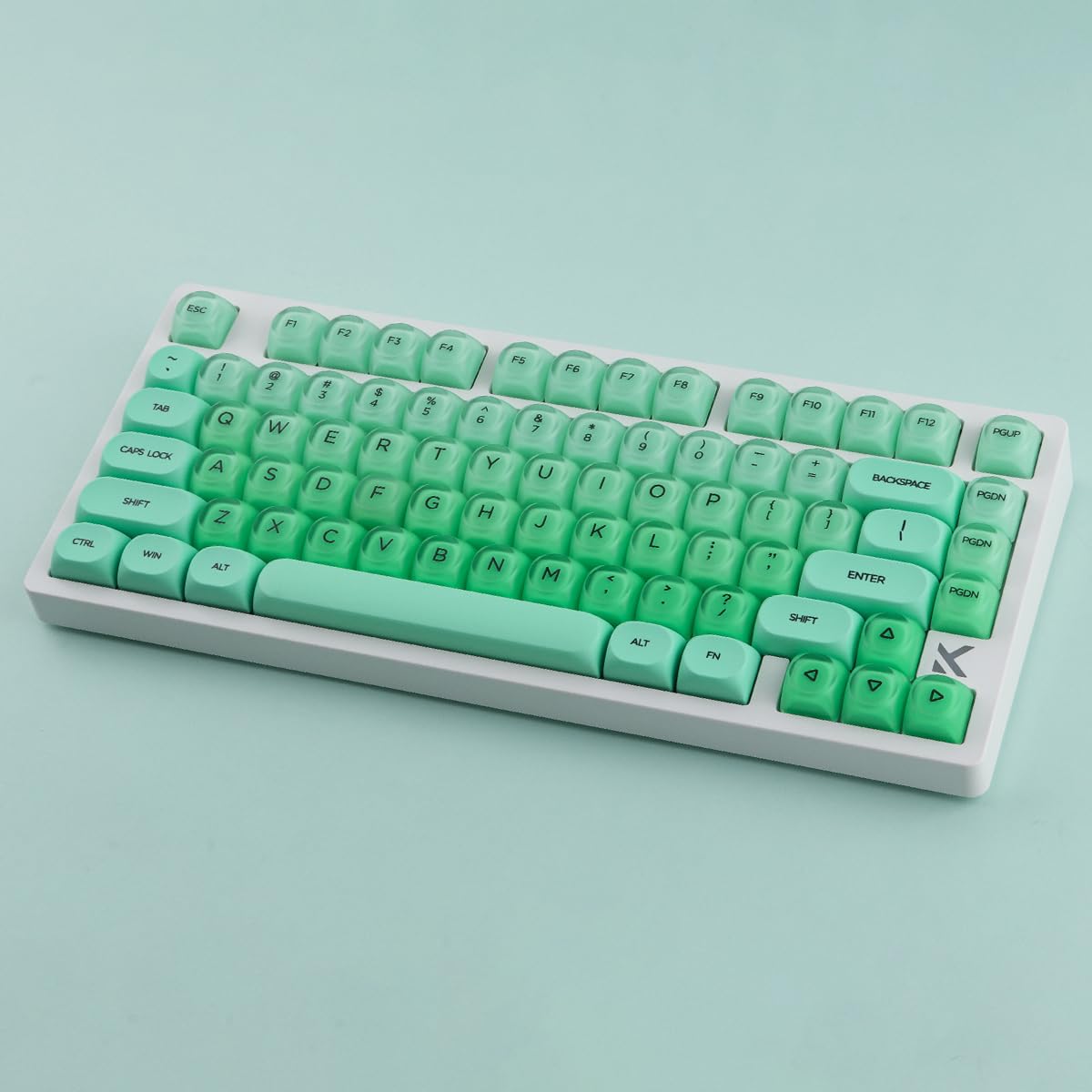 Crystal Jelly PBT Keycaps - 132 klawisze HOA Profile Double Shot Keycap Green Translucent Liquid Foundation Keycaps for Cherry MX Switch Mechanical Keyboards