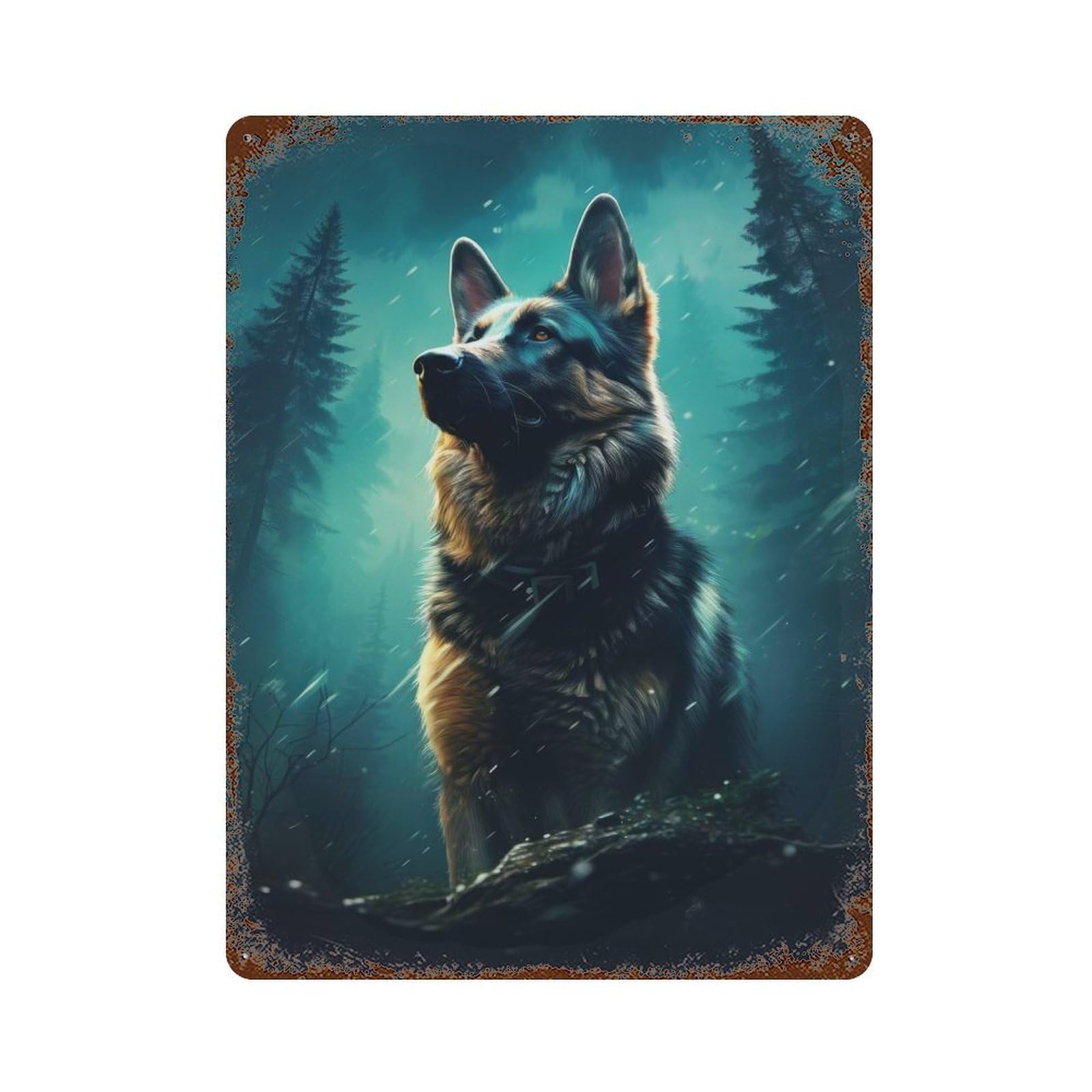 German Shepherd Dog Retro Metal Sign 15.7"x11.8", Vintage Wall Decor for Garage, Pub Or Kitchen