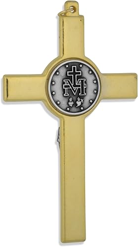 Miniatura 2 de Marian Crucifijo Colgante con medalla milagrosa y azul esmalte