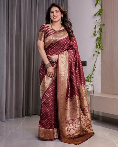 Avantika Fashion maroon kanjivaram silk saree in soft silk – image 5