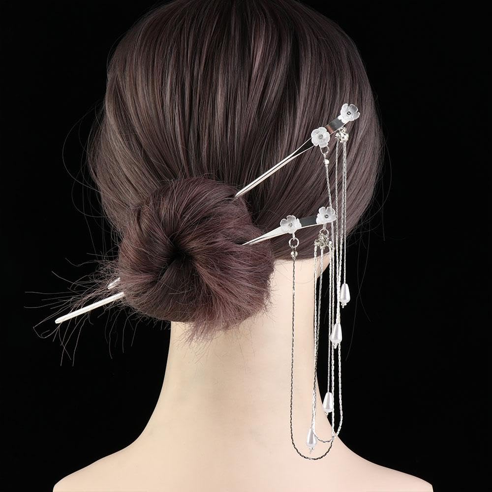 Amazon.com : Retro Pearl Tassel Hairpin, Double Chain Hair 