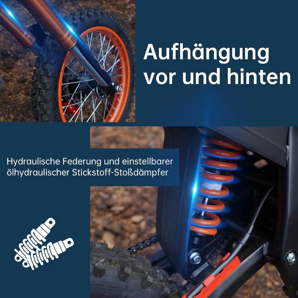Yiqifa Hohe Leistung, Elektrisches Motorrad,Elektro Motorrad Kinder ab 13 Jahre,Scheibenbremsen, Max 120kg