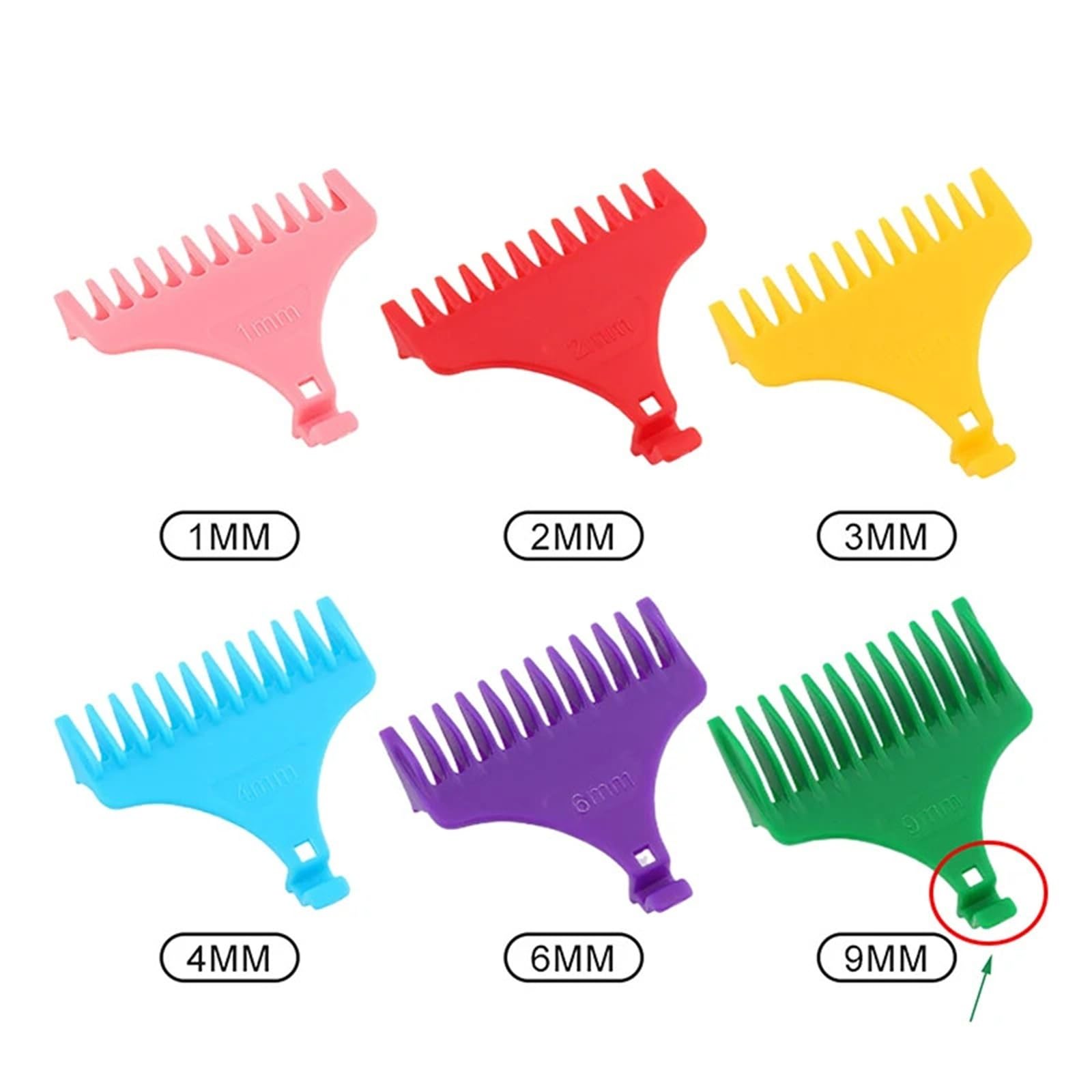 6/8 piezas para recortadora de pelo de 1/2/3/6/9 mm, peine de límite universal, accesorios de peluquería (6 unidades, enchufe B)
