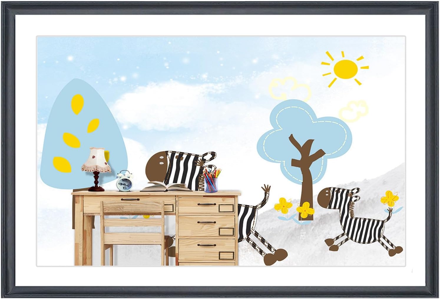 18x33 Panoramic Picture Frames Solid Wood ,With White Mat ,Fit 15x30 inch Photos with Mat or 18x33 without Mat，Poster Frame 18x33Photo Frames Family Wall 15x30 Picture Frame Black (L23B1833W1530)