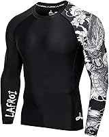 LAFROI Men's Long Sleeve UPF 50+ Compression Rash Guard Shirt - Quick Dry Baselayer for Surfing, BJJ & Workouts