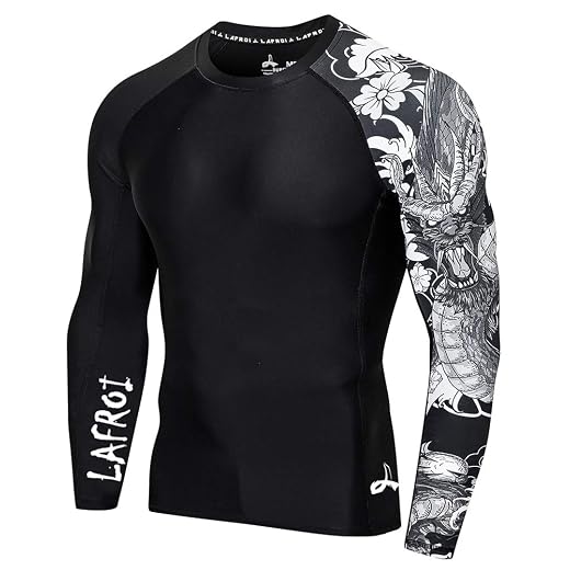LAFROI Men's Long Sleeve UPF 50+ Baselayer Skins Performance Fit Compression Rash Guard-CLYYB