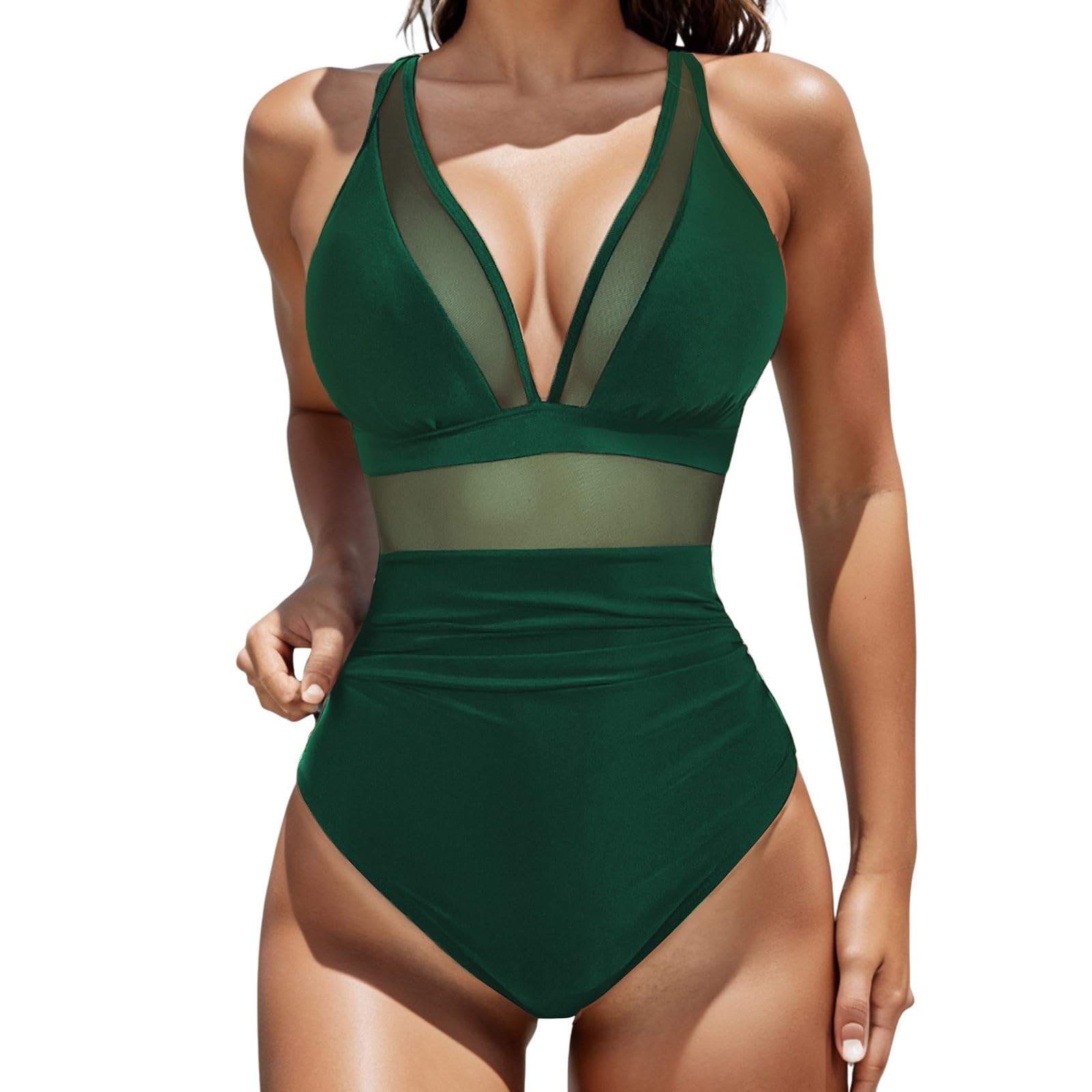 Maillot de bain bikini sexy avec dos nu original en maille rouge S - 8