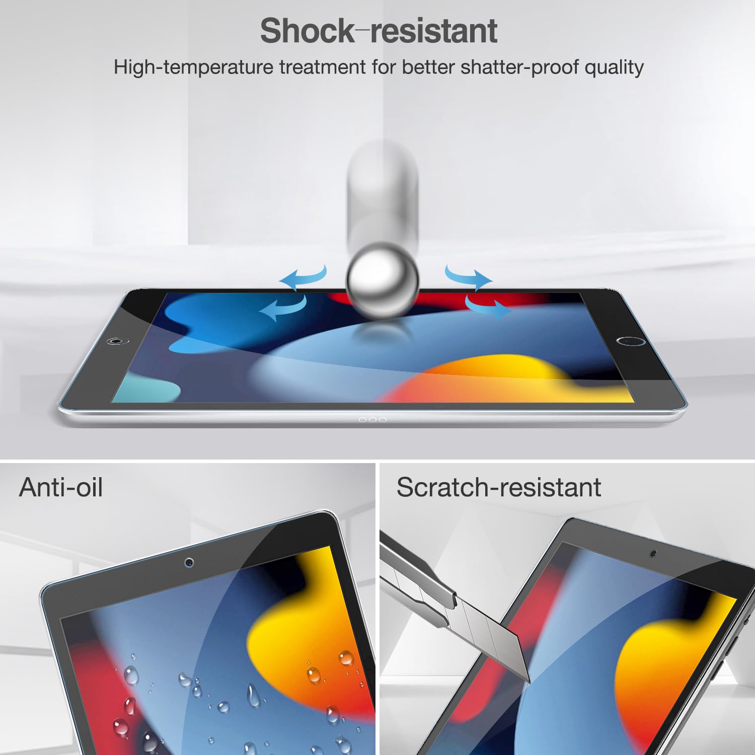 ProCase Protector Pantalla para iPad 10,2 Pulgadas 9.ª 8.ª 7.ª Generación Modelo 2021 2020 2019, 10 Piezas Cristal Vidrio Templado Película Mica Protectora para iPad 9a 8a 7a Gen 10.2"