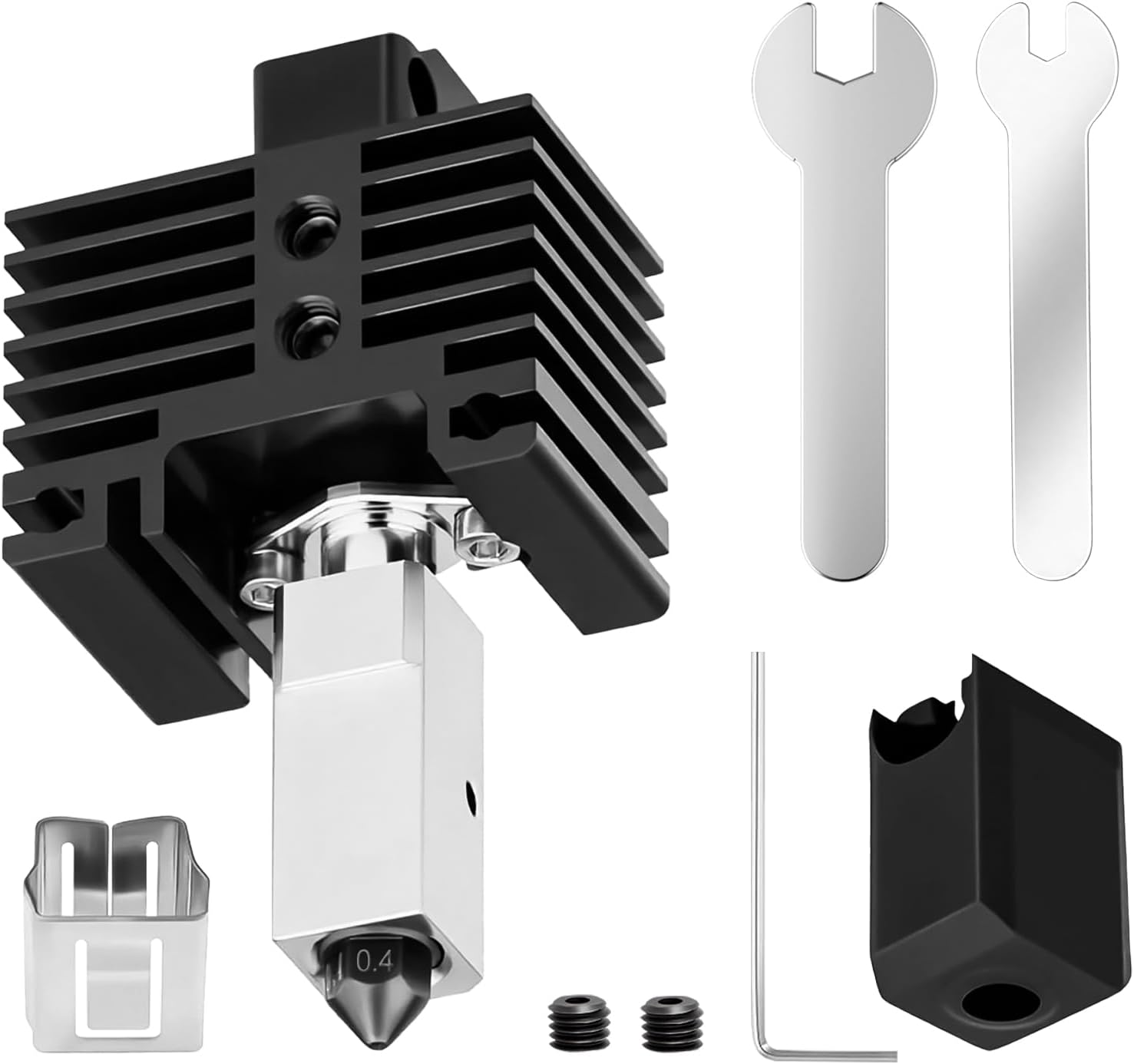 Upgraded Hotend Kit for Bambu Lab X1 / X1C / X1E / P1P / P1S, All-Metal High-Temperature Hotend with Hardened Steel 0.4mm Nozzle, Stable & Precise Extrusion – 3D Printer Accessories