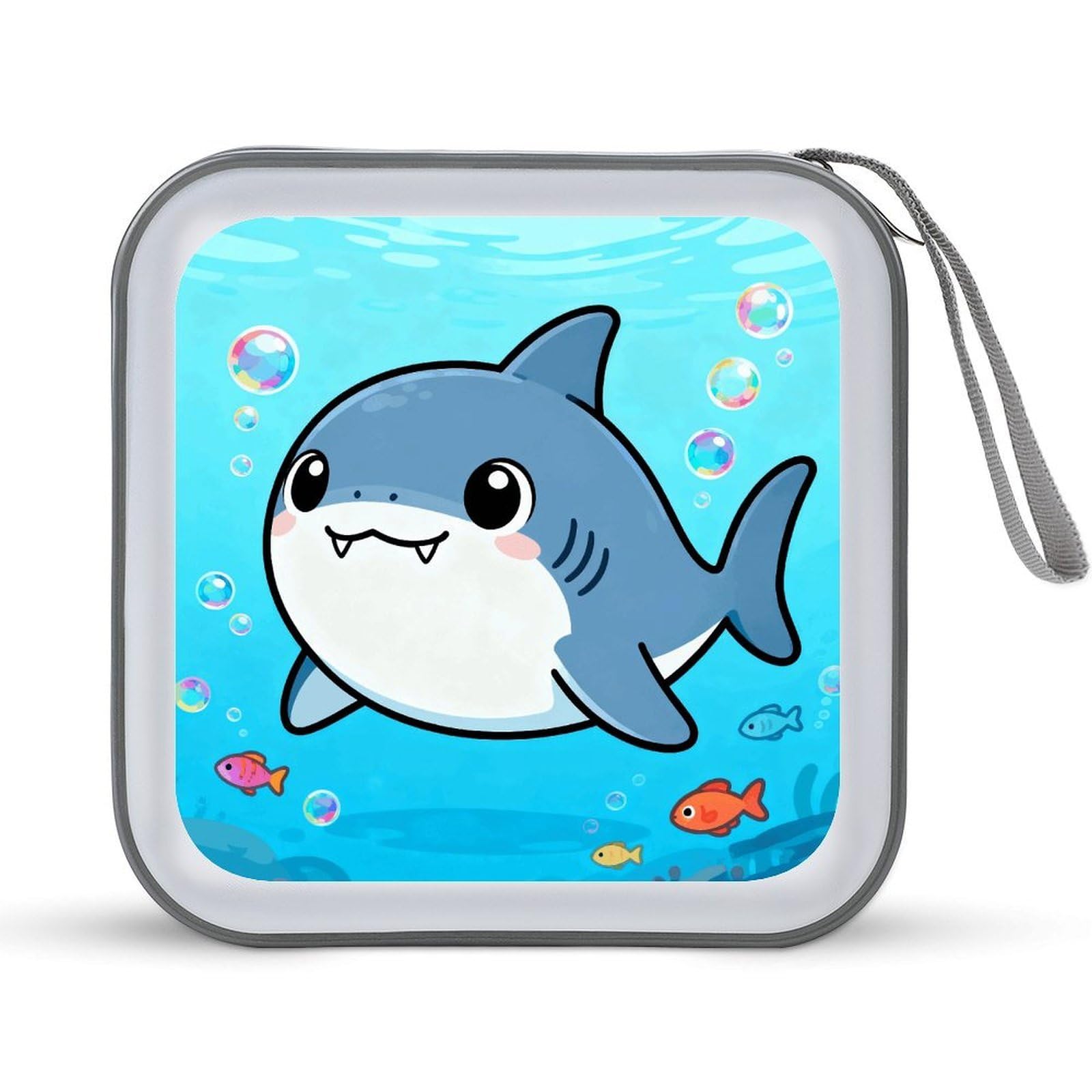 VstaDank Shark CD Case, Portable CD Sleeve Zipper-Style CD/DVD Wallet, Anti-Scratch CD Storage Pouch, Plastic CD Case for CDs, DVDs, Blu-rays, Vinyl Records