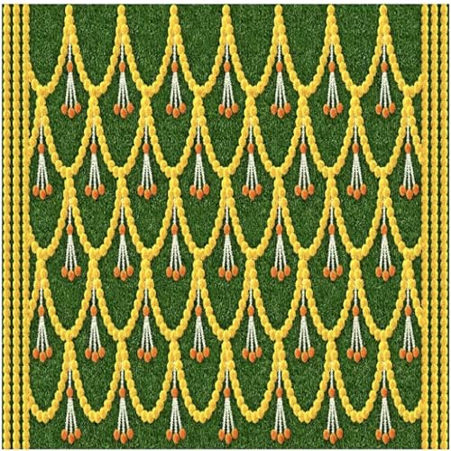 Image of Banana Leaf Design Backdrop Decoration Pooja Cloth (5 * 8 FT) (Banana 18)