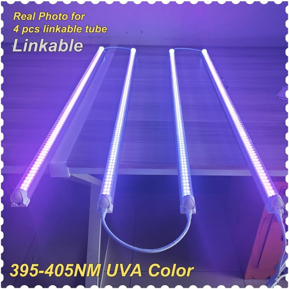 Linkable 4Ft Black Light Bar, LED 40W Integrated T8 Bulb Blacklight Fixture, UVA 395NM 400NM 405NM for Fluorescent Tapestry Poster Body Paint Glow Party
