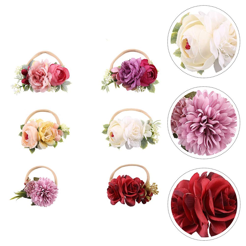 SOLUSTRE 6pcs flower children's headband red headband for baby girl baby flower headband flower hair bands for baby girl baby bows and headbands baby decor headgear newborn toddler fabric