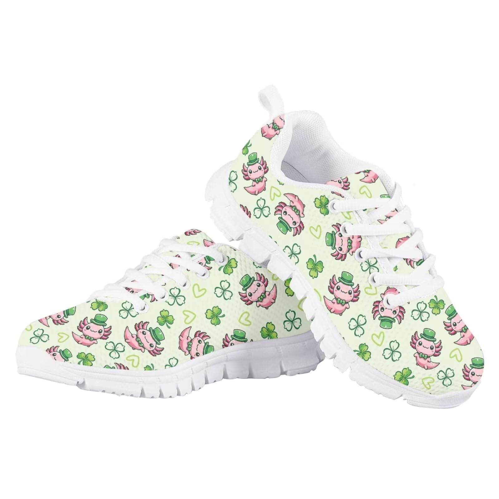 Guosanchn Little Girls St Patricks Day Shoes Kids Size 13 Axolotl Outdoor Walking Shoes Comfort Road Running Shoes Non Slip Gym Jogging Sneakers Lace Up Athletic Travel Shoes