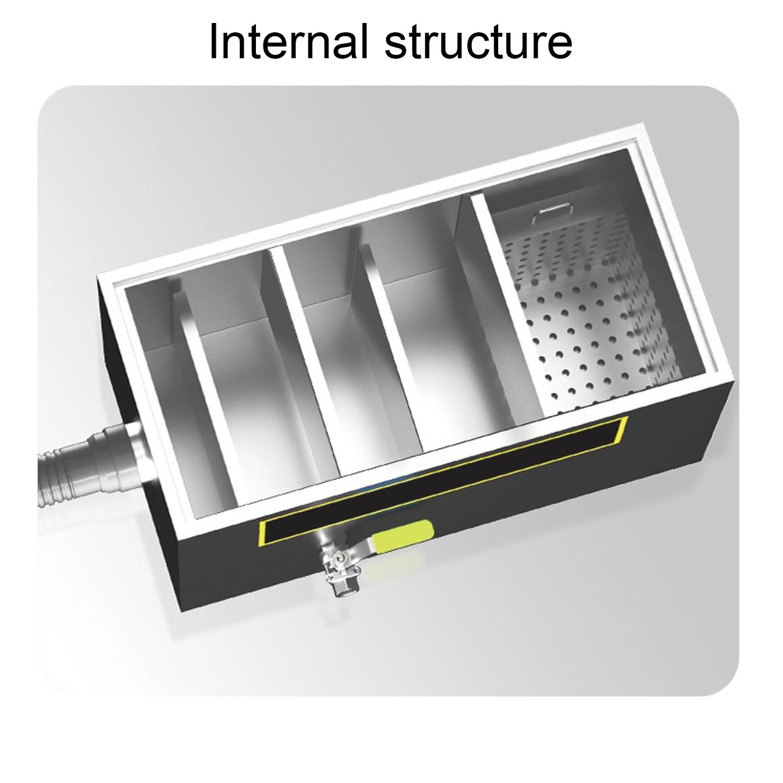 Separador de grasa de acero inoxidable, interceptor de grasa de entrada lateral para restaurantes, cafeterías, cocinas domésticas, gestión eficiente de la grasa para servicio de alimentos