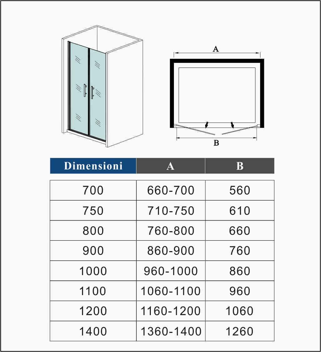 Aica 75x185cm Cabina doccia apertura a battente vetro 6mm temperato opaco anticalcare,6mm temperato vetro opaco anticalcare