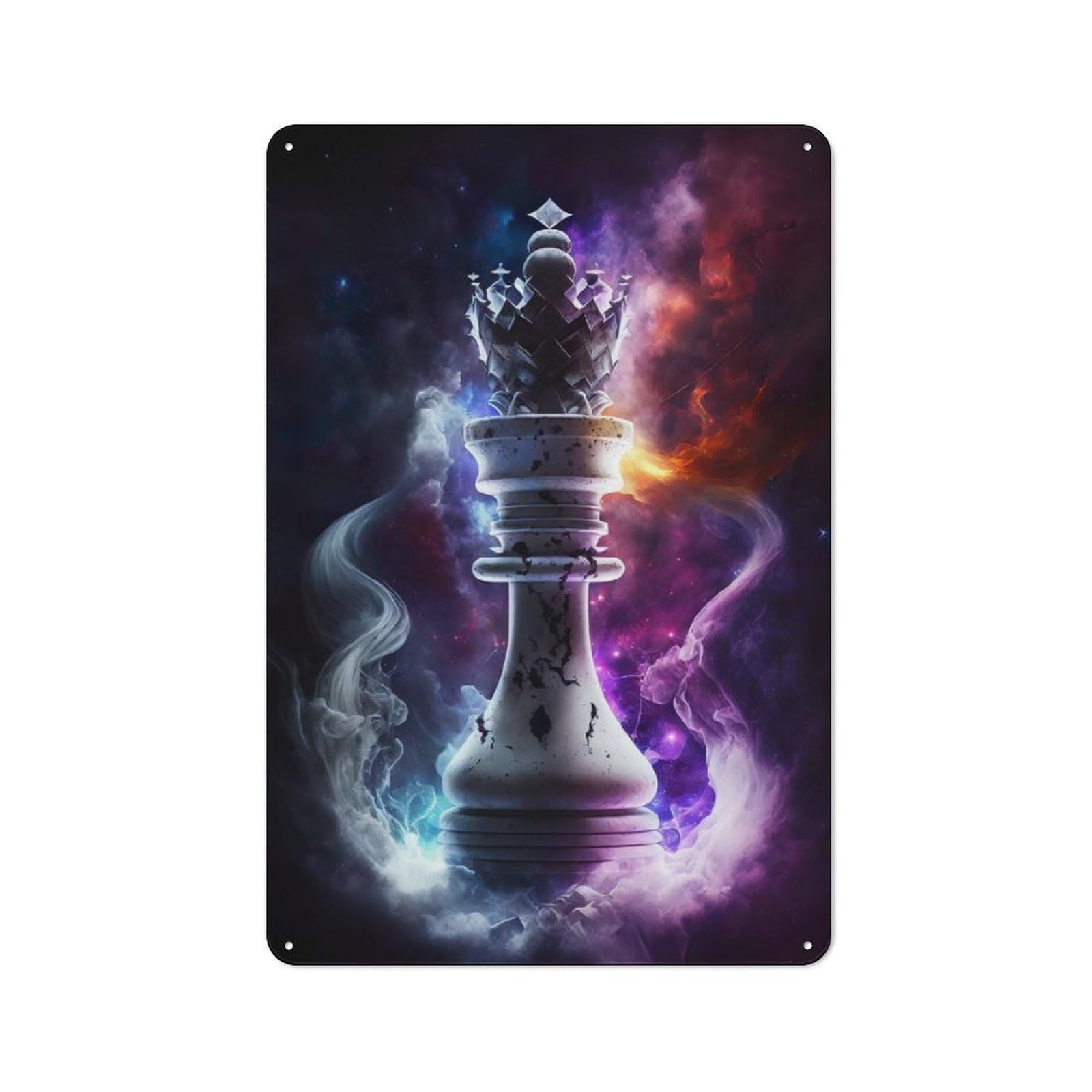 Junmoney King In Space Chess Tin Wall Plaque 30X20cm With For Bar Or Restaurant, Housewarming Wall Decor For People Furnishing Bar And Restaurant