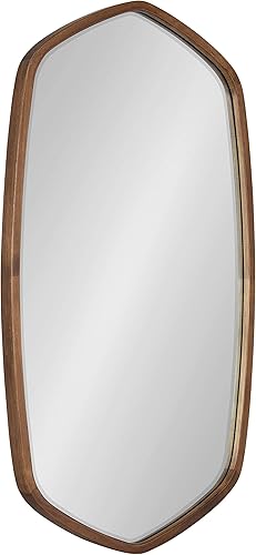 Kate and Laurel McLean - Espejo de pared ovalado redondo de madera moderno para decoración del hogar de mediados de siglo 20 x 36 pulgadas color