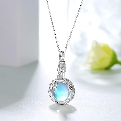 Miniatura 2 de Collar de urna de piedra lunar para cenizas para mujer, collares de urna de plata de ley 925 para cenizas, joyería de cremación para cenizas,