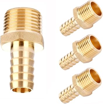 4Pcs 1/4" Barb to 1/4 NPT Brass Fitting Adapters,1/4 Male to 1/4 Male Barb Fitting Adapters with 2Pcs Sealing Tapes