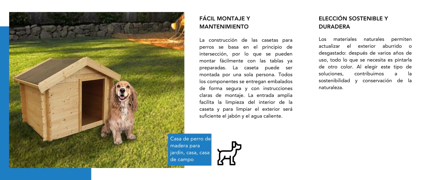 Caseta Perros Exterior Madera - 76 x 99 x H80 cm - casa Perro - Talla S -casa de Perros pequeños - Techo Impermeable - Timbela M401-1