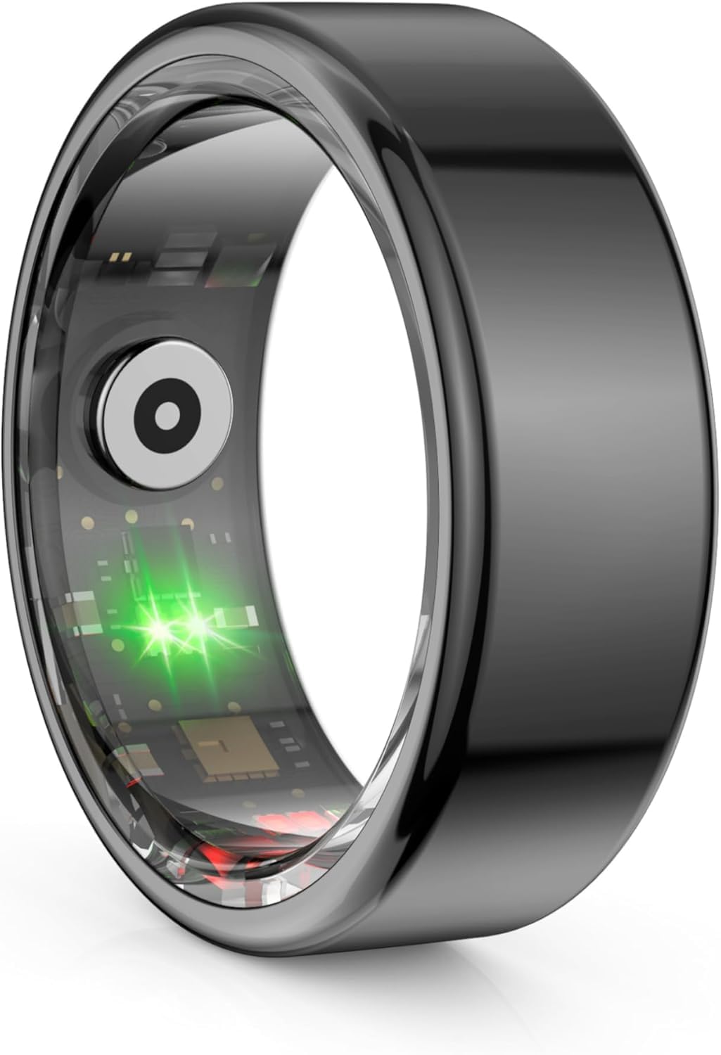 Anillo inteligente, rastreador de salud y fitness para hombres y mujeres, soporte para monitoreo del sueño, conteo de pasos, anillos de salud creativos de moda (negro, 12#)