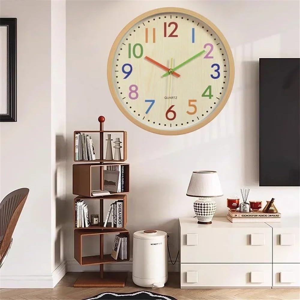 Arredamento moderno Orologio da parete creativo in legno 8 pollici, tridimensionale, senza ticchettio, adatto for studio, biblioteca, camera letto, soggiorno (batterie non incluse) del soggiorno