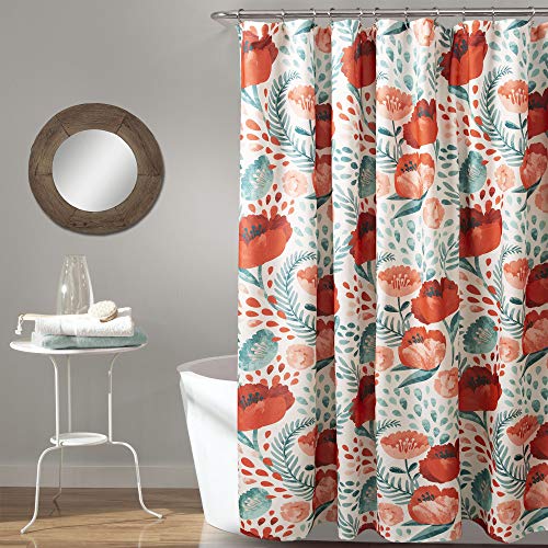 Lush Decor, Multi Poppy Garden Shower Curtain, 72" x 72", 72" x 72 by Lush Decor - Used condition - CA$10.57