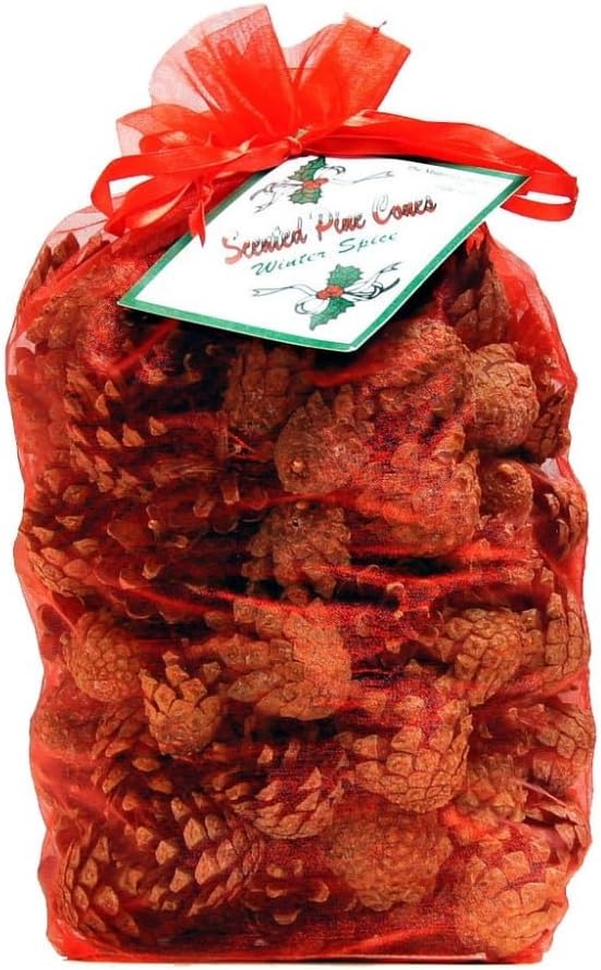 The Milford collection Scented Pine Cones in Red Organza Bag