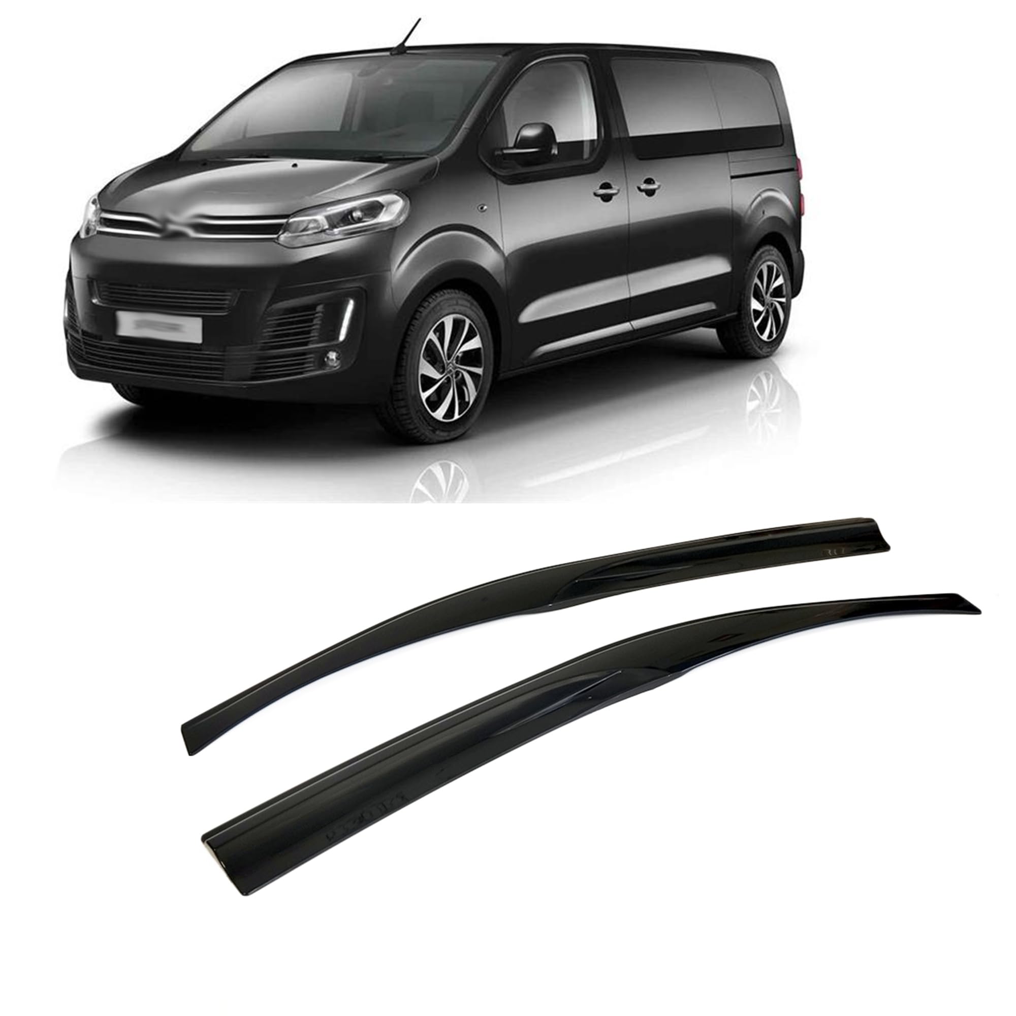 CarJoy Lot De 2 Déflecteurs D'Air Pour Citroën Spacetourer 2016-2024 - Déflecteurs De Pluie Et Vent Noir