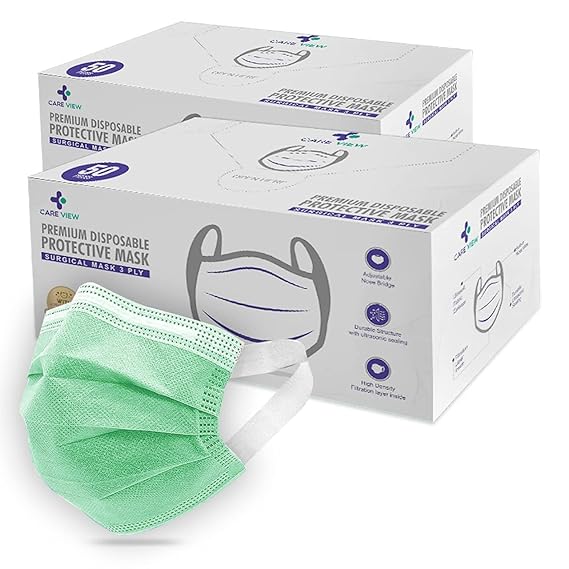 Careview 3 Ply Disposable Face Mask Box with FABRIC Earloop , Certified by BFE>99% and PFE > 95%, SITRA, DRDO, ISO and CE