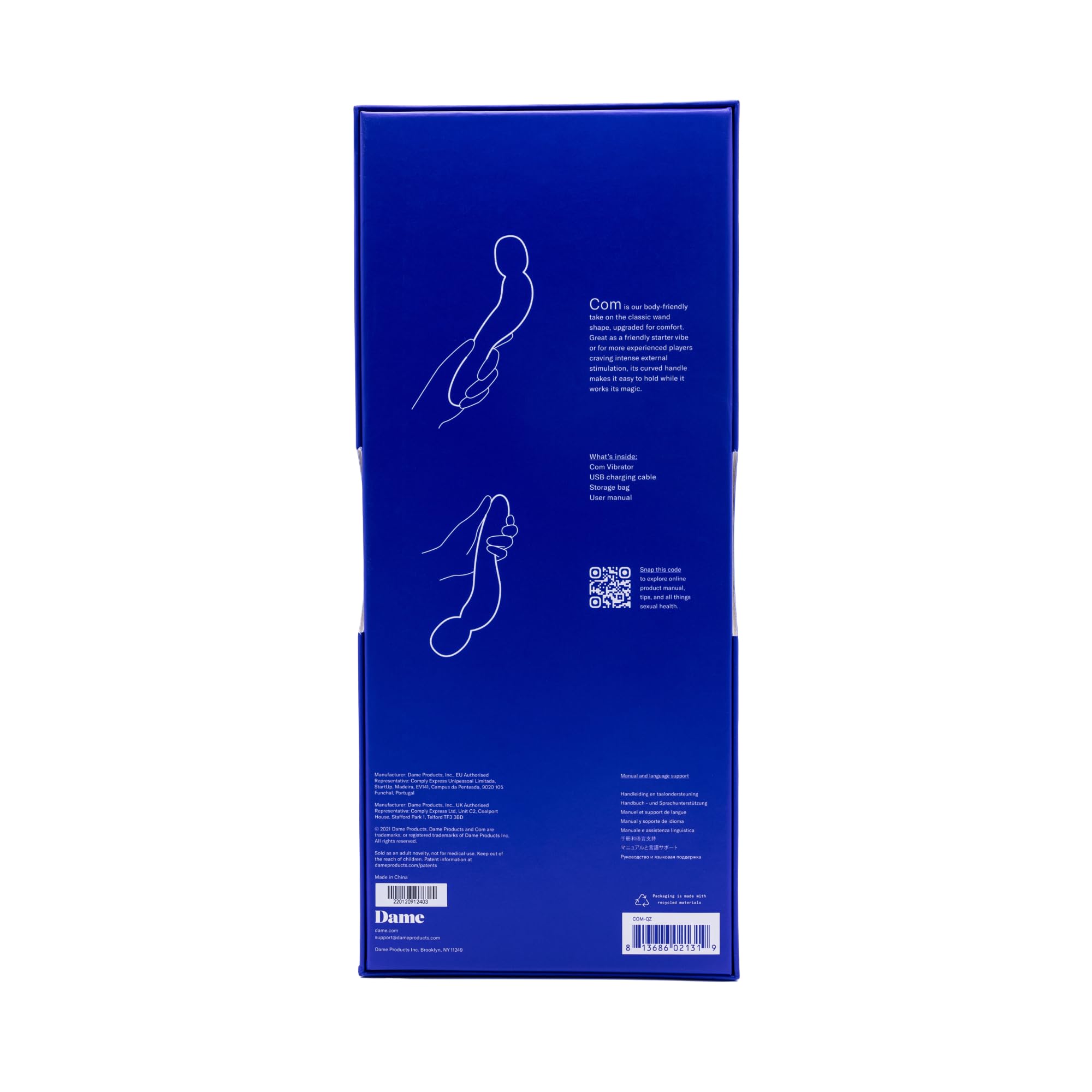 Dame Com Vibrator Wand | Vibration für Frauen | Leistungsstarker Vibrator | Medizinisches Silikon | Wasserdicht & USB-Wiederaufladbar | Ergonomischer Griff & 5 Intensitäten | Quarz