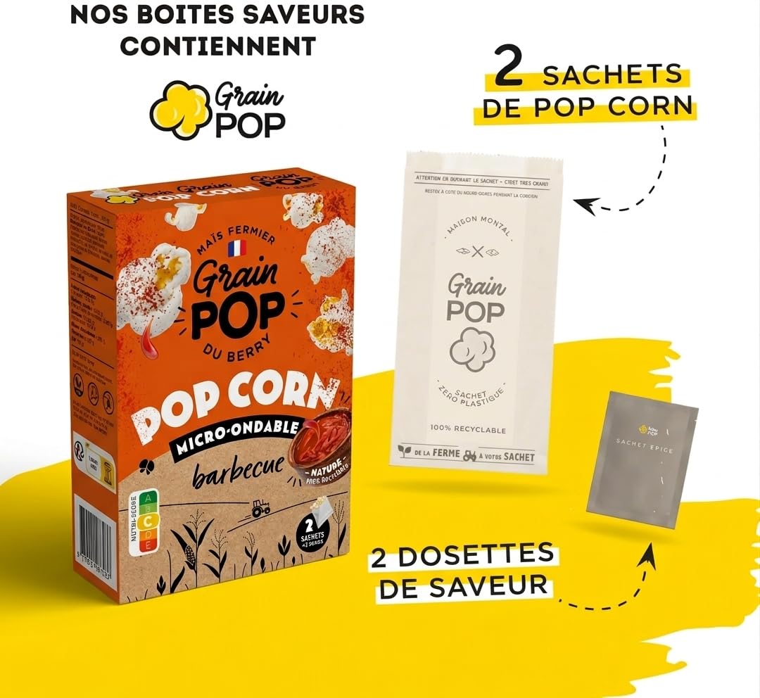 Popcorn micro-ondables - lot nature [6 boites x3 sachets] - maïs à éclater