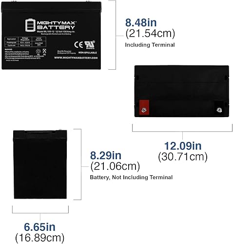 Miniatura 2 de Mighty Max Battery Batería AGM de 12V 100Ah SLA para el generador solar de la meta ZeroYeti 1250