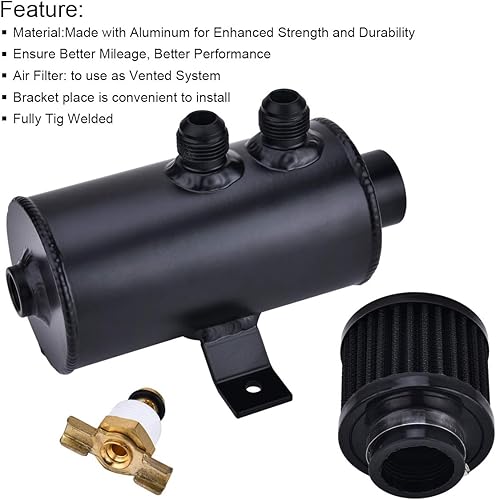 Miniatura 6 de EVIL ENERGY 10AN - Lata de captura de aceite deflectado, tanque de respiración de aceite con válvula, aluminio universal de 25.4fl oz, negro