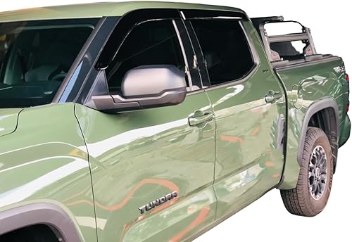 Miniatura 3 de Deflectores de ventilación de ventana lateral tintados en humo protectores de lluvia compatibles con Toyota Tundra 2022 2023 Double Cab SR SR5
