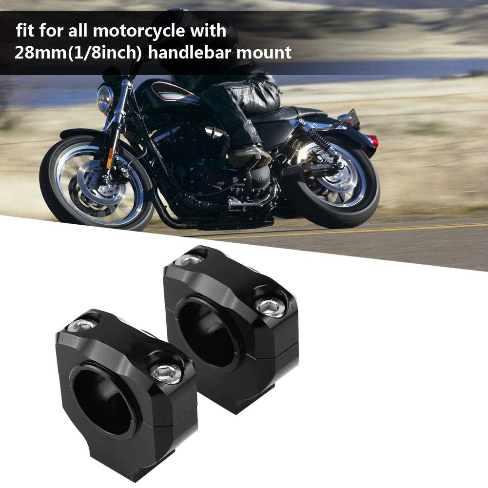 1 Par Abrazadera de Barra de Manillar Negro 28 mm Aleación de Aluminio CNC Soporte de Manillar de Motocicleta Abrazadera de Barra Elevadora Universal
