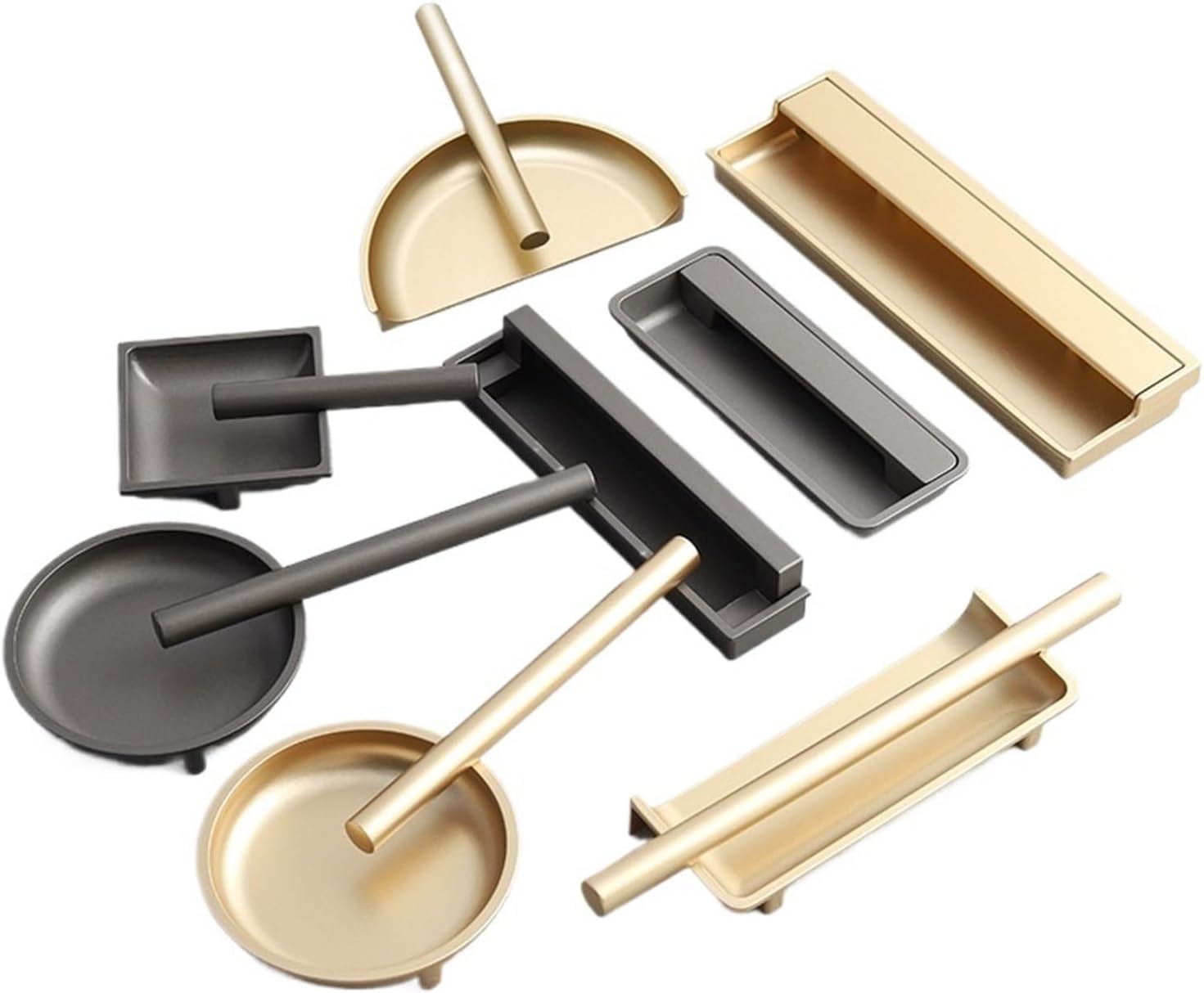 Embedded Invisible Hidden Buckle with Slotted Wardrobe Door Drawer Handle zinc Alloy Light Luxury Turret Handle (Size : 7007-160Golden)