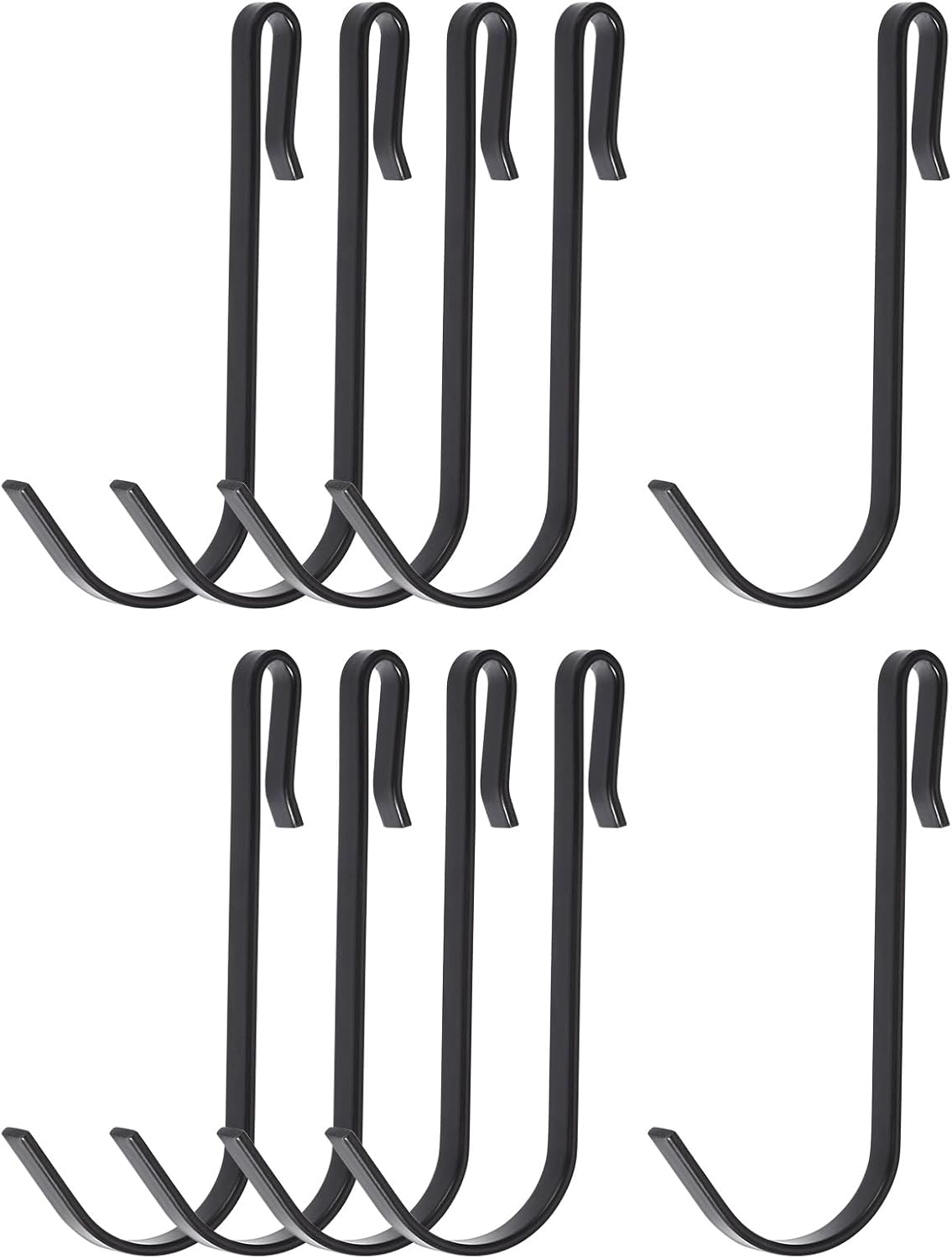10pcs Stainless Steel J Shaped Hooks, Clip-on Hook Wire Rack Hook for Kitchen, Bedroom, Office, Wire Shelf Black 2.55INCH