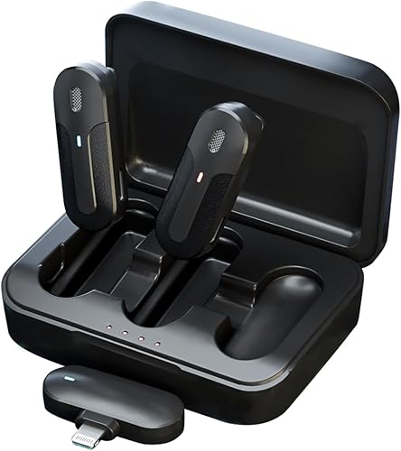BOSTIN M8 - Micrófono inalámbrico Lavalier para iPhoneiPad, reducción de ruido DSP, Plug-and-Play, rango de transmisión de 90 pies, ideal para